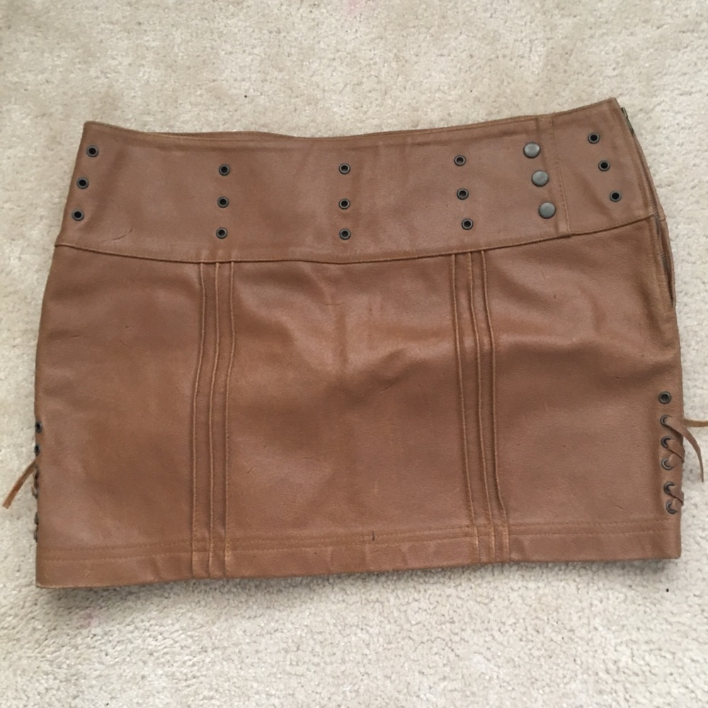sharagano leather mini skirt